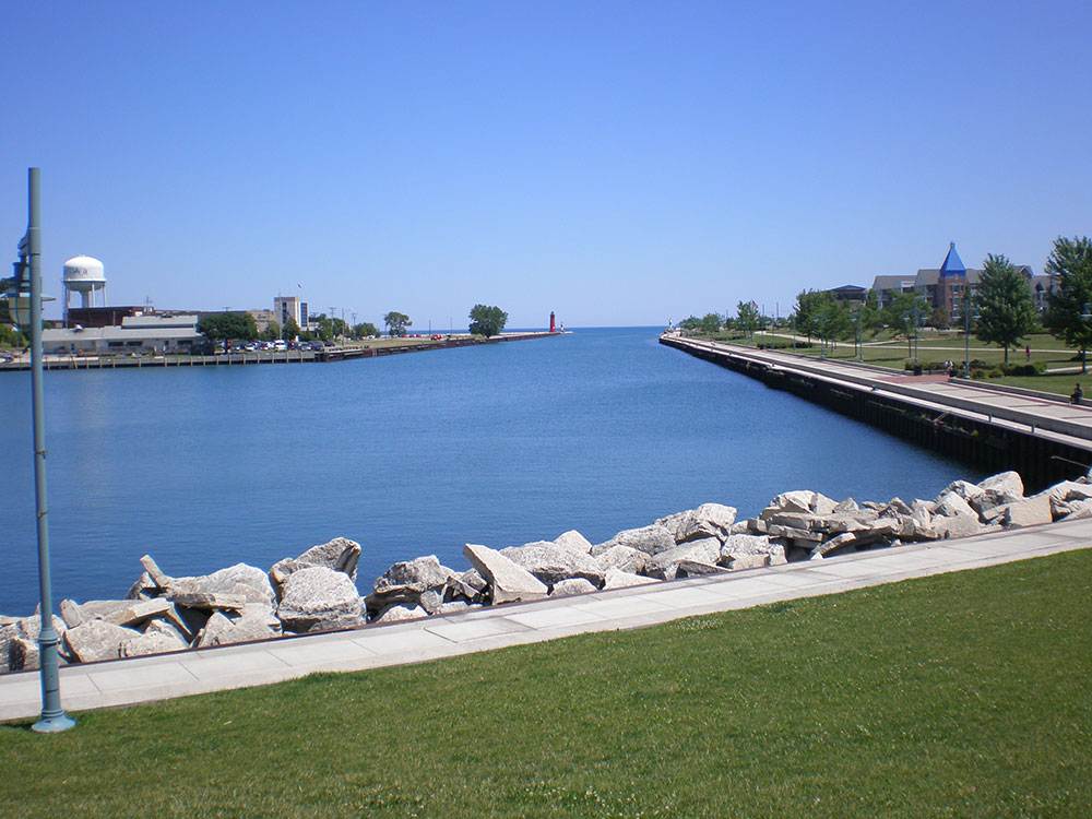 Kenosha harbor on Lake Michigan